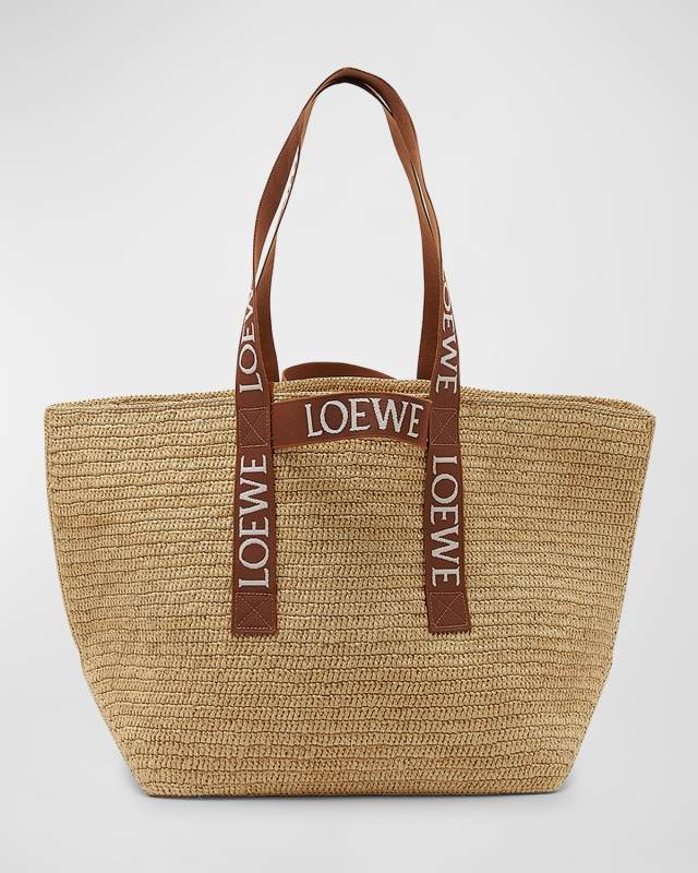 Fold Shopper Tote Bag in Raffia